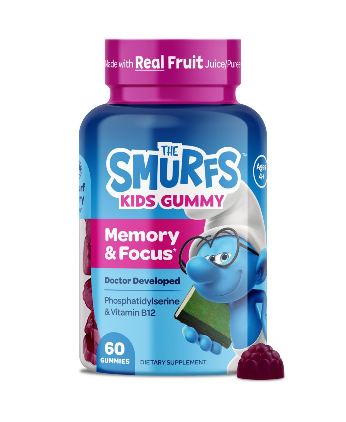 Memory & Focus Gummies, Phosphatidylserine & Vitamin B12 Berry Flavored, 60ct