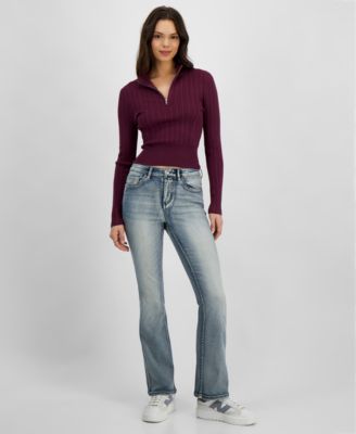 Dollhouse - Juniors' High-Rise Embellished-Pocket Bootcut Jeans