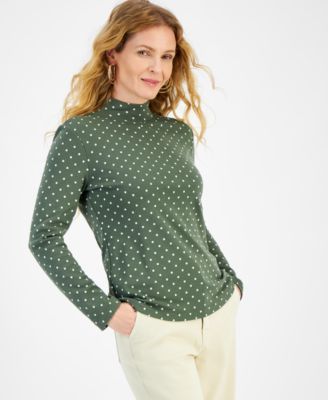 Women's Print Mock-Neck Long-Sleeve T-Shirt