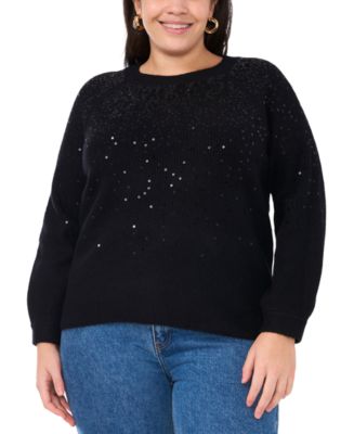 Vince Camuto Women's Plus Embellished Long Sleeves Pullover Sweater Black Size 1X main image 0