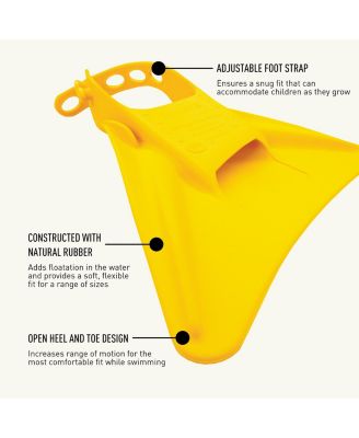 Girls Fishtail 2 Fins, Yellow, US Junior 6-11