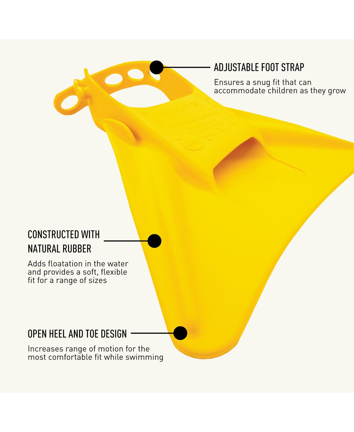 Girls Fishtail 2 Fins, Yellow, US Junior 6-11