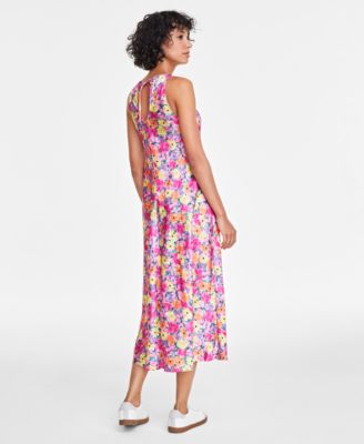 Women's Hammered Satin Sleeveless Midi Dress, Created for Macy's