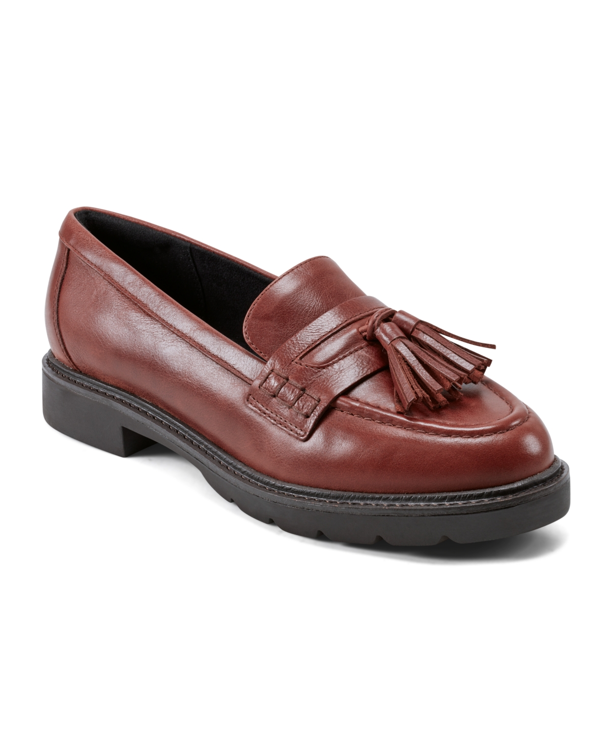 Shop Rockport Women's Kiara Slip-on Almond Toe Casual Loafers In Dark Natural Leather