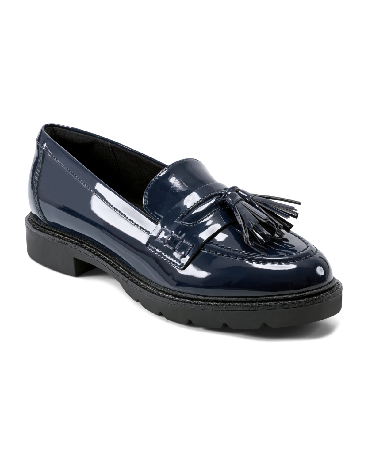 Shop Rockport Women's Kiara Slip-on Almond Toe Casual Loafers In Dark Blue Patent