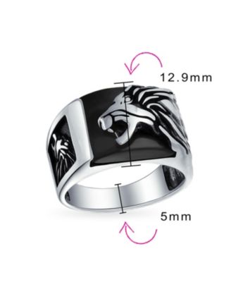 Large Roaring Lion Head Ring Solid Oxidized Sterling Silver