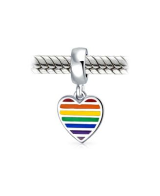 Inspirational Heart Rainbow Symbol Dangle Charm Bead Sterling Silver Fits European Bracelet