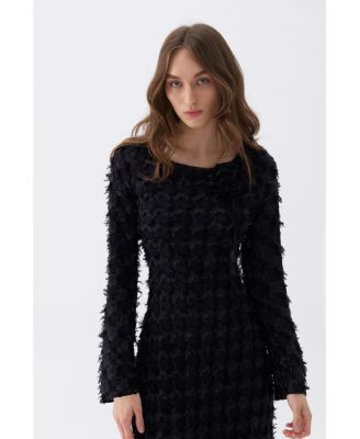 Women's Backless Long Sleeve Maxi Dress