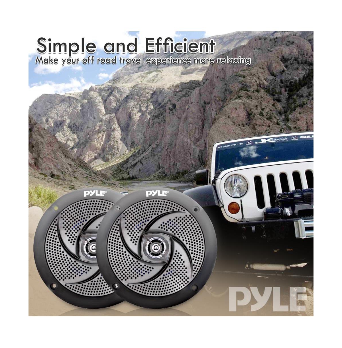 Pyle Low-Profile Marine Speakers, Waterproof, 180 Watt