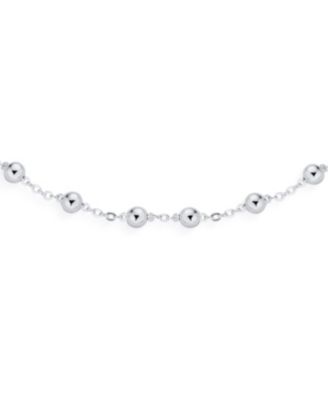 Delicate Sturdy Petite 3MM Round Ball Bead Station Chain Anklet Hot Wife Ankle Bracelet .925 Sterling Silver Made In Italy