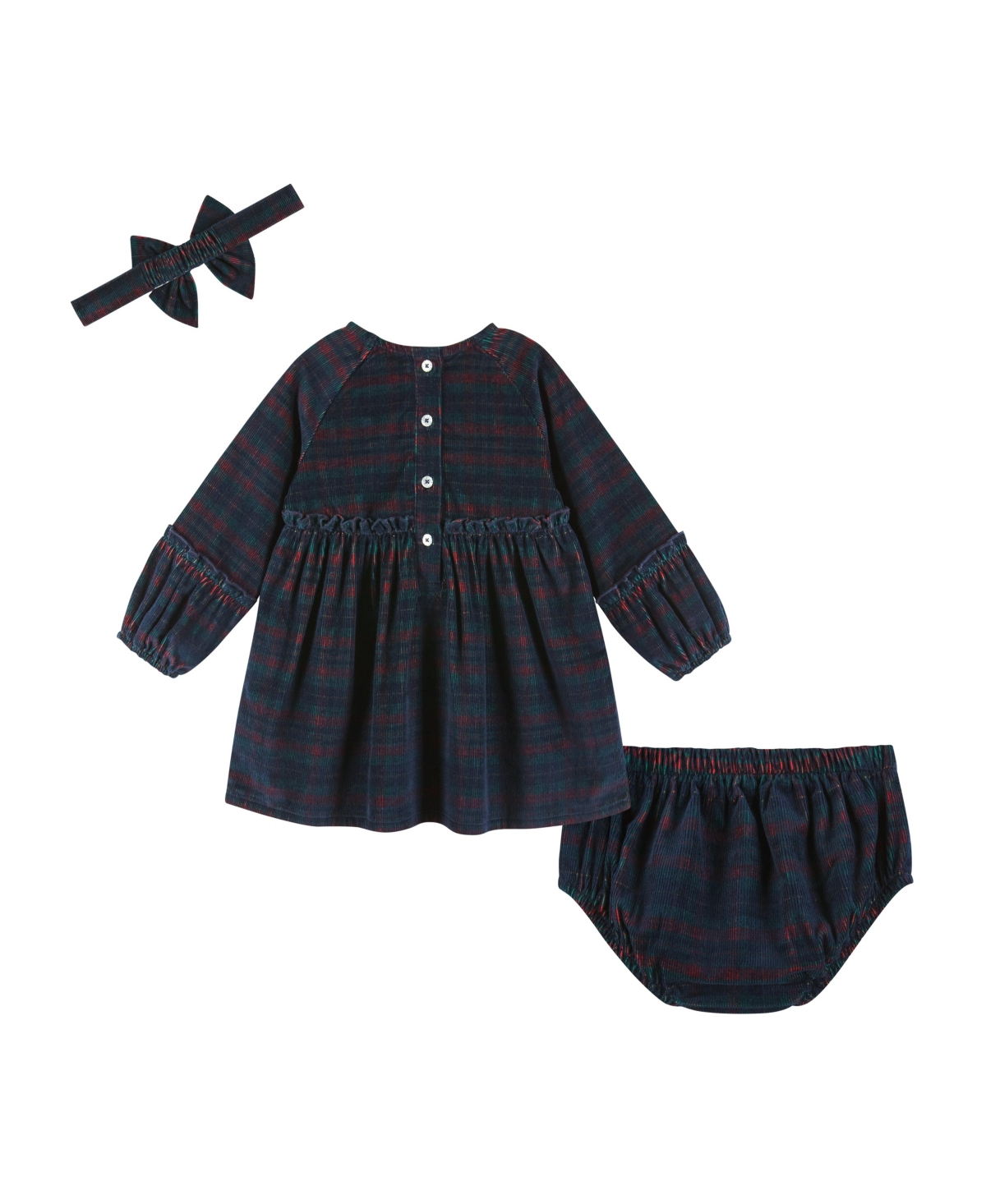 Andy & Evan Baby GirlsStretch Cord Ruffle Dress & Bloomer Set - Red plaid