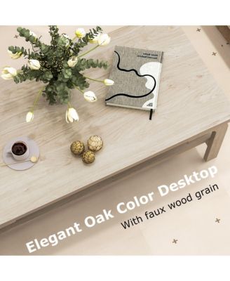 47'' Rectangular Coffee Table w/ Storage Shelf & Curved Legs for Living Room