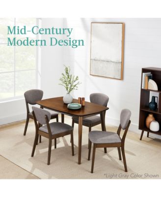 5-Piece Compact Wooden Mid-Century Modern Dining Set w/ 4 Chairs, Padded Seat & Back