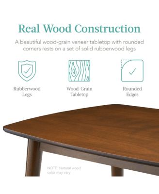 5-Piece Compact Mid-Century Dining Set with Wooden Table and Padded Chairs