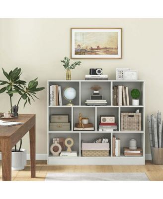 10-Cube Wooden Bookcase Toy Storage Organizer for Kids Room