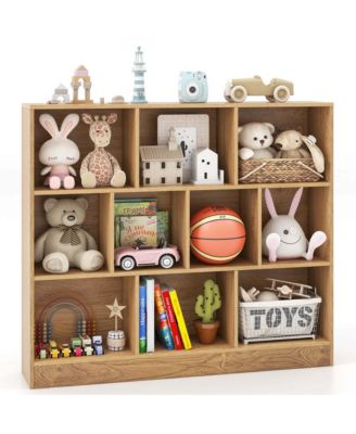 10-Cube Wooden Bookcase Toy Storage Organizer for Kids Room