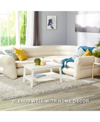 Inflatable Corner Living Room Air Mattress Sectional Sofa Couch, Beige