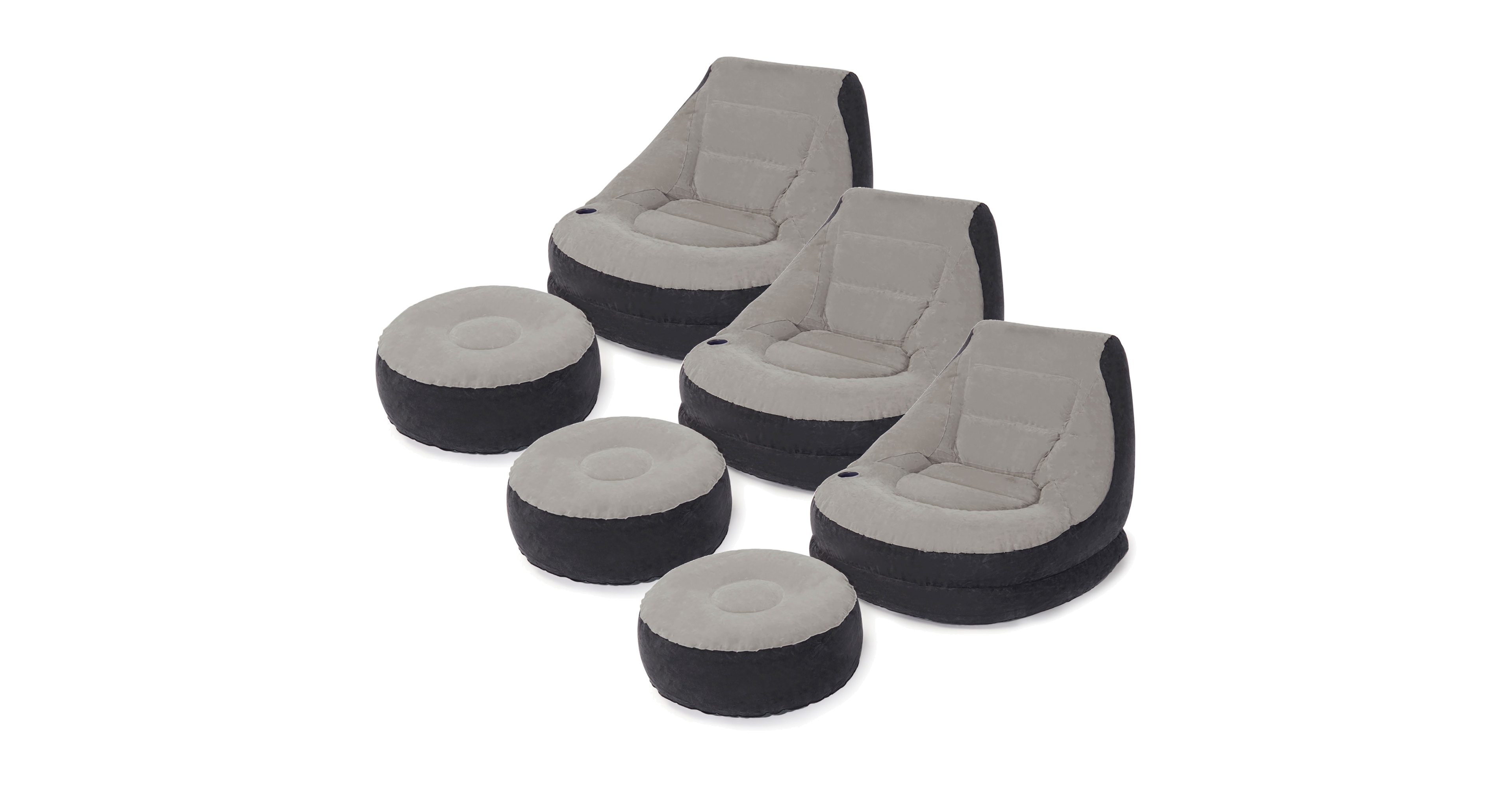 Intex Inflatable Ultra Lounge Chair With Cup Holder And Ottoman Set (3 Pack)
