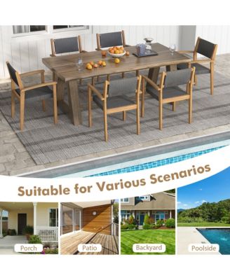 Stackable Dining Chair Set of 4 w/ Breathable Backrest Adjustable Foot Pads