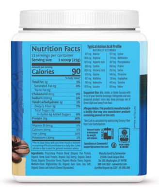Warrior Blend Protein, Plant-Based Organic Protein Powder, Mocha, Sunwarrior, 375gm