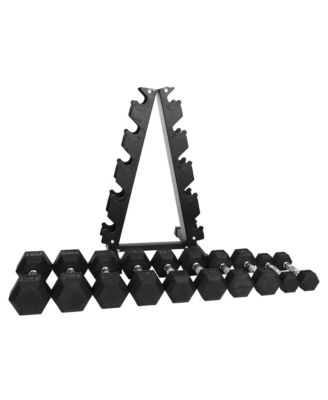 BalanceFrom Signature Alloy Steel 150 lb Rubber Encased Hex Dumbbell Set, Black