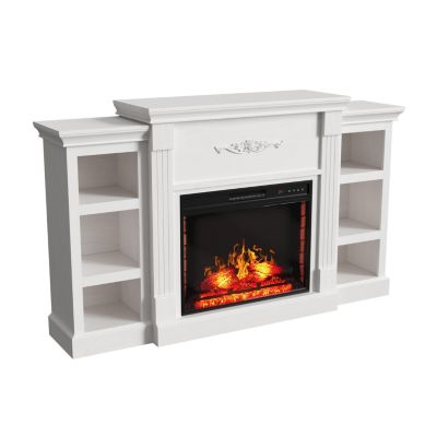 70" TV Stand with 28" Fireplace - 99lb Top, Remote, 4 Flame, 5000 BTU Heat, Timer & Safety