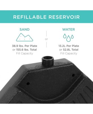 4-Piece Cantilever Offset Patio Umbrella Stand Square Base Plate Set w/ Easy-Fill Spouts