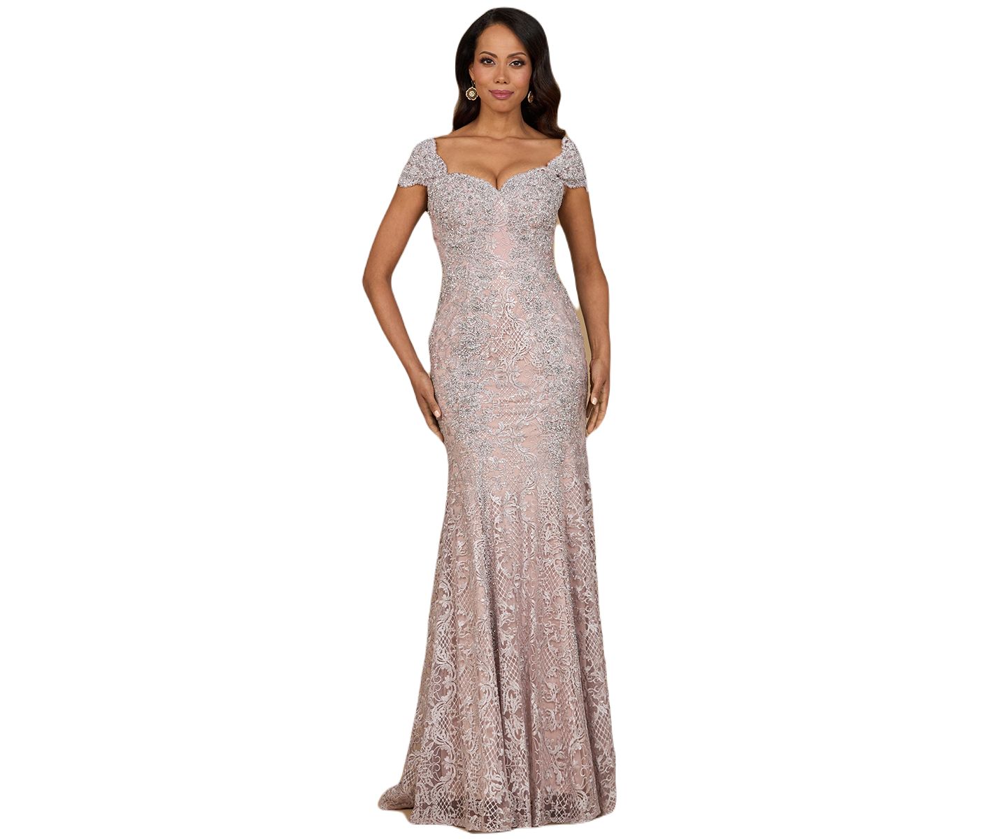 Женские платья Lara Fitted Lace Mermaid Gown, цвет: Пыльный фиолетовый — фото 1