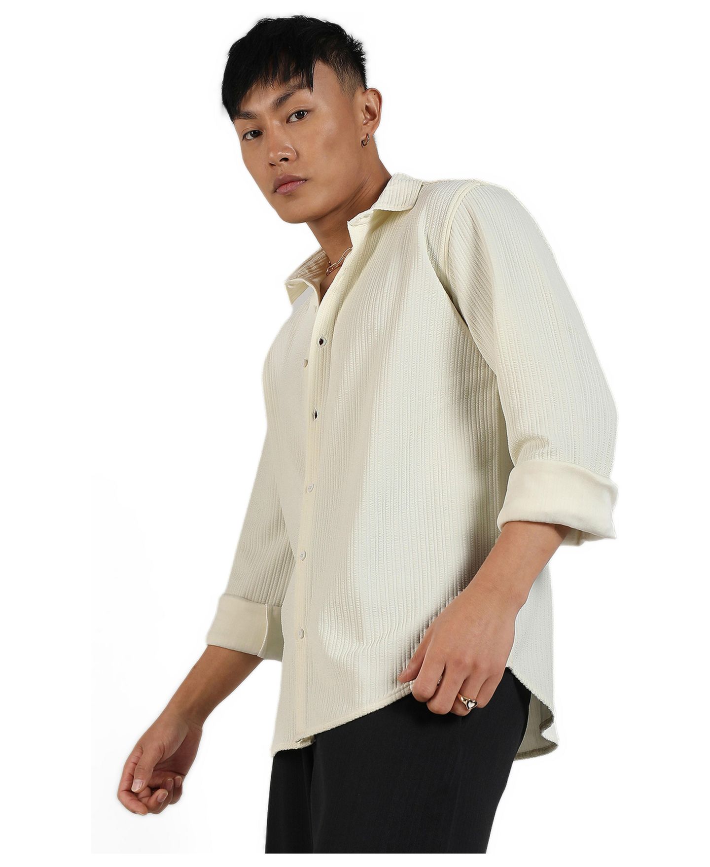 Мужская рубашка Cahoot Campus Sutra Pale Yellow Stripe-Creased, цвет: Жёлтый — фото 2