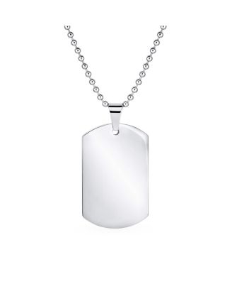 X-Large Plain ID Military Army Dog Tag Pendant Necklace Stainless Steel 24 Inch Ball Chain