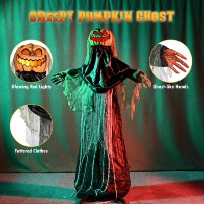 Scary Animated Halloween Pumpkin Decorations 5.4Ft with Motion & Sound Activated Glowing Head 2024