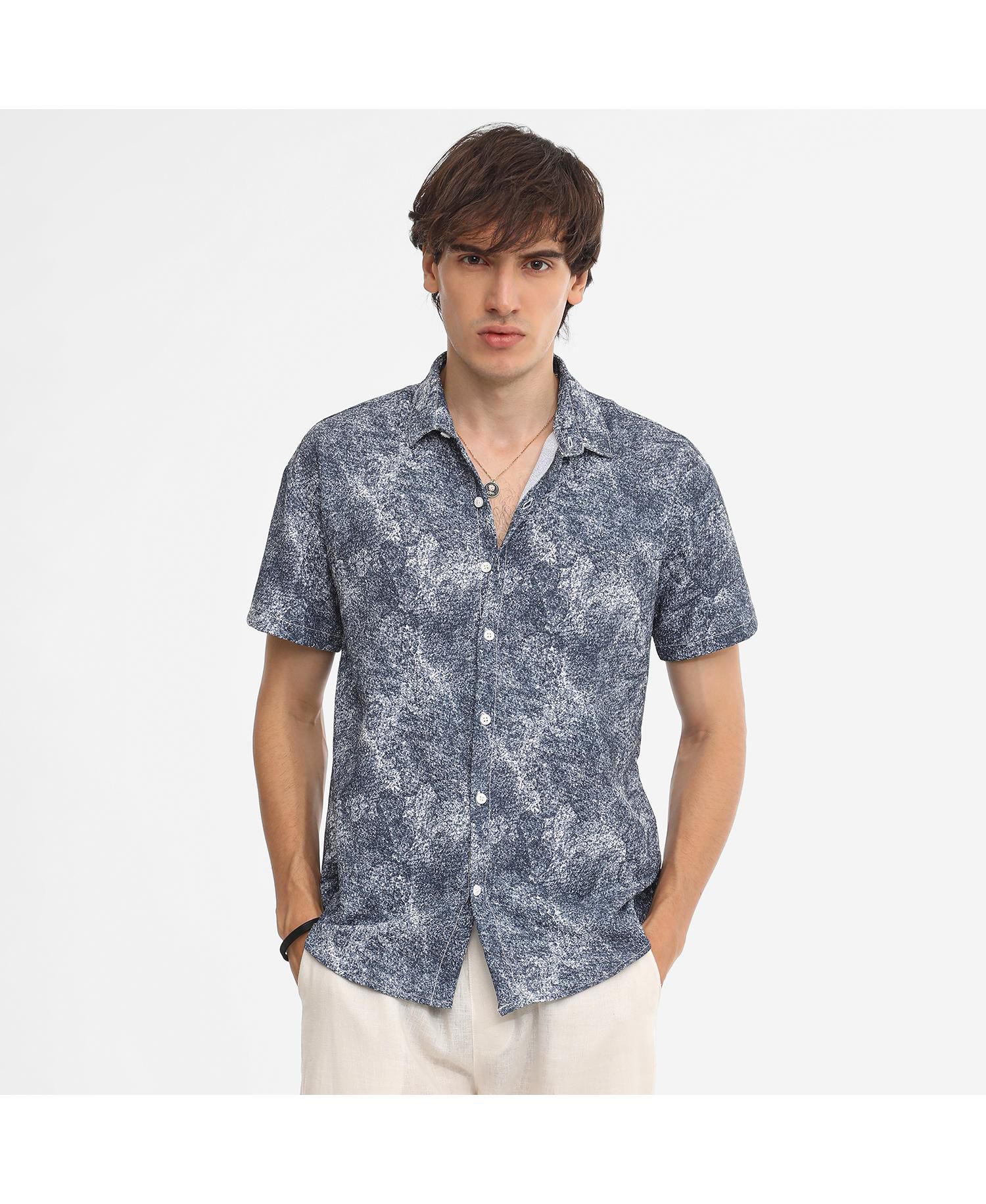 Men's Navy Blue Contrast Hazy Shirt