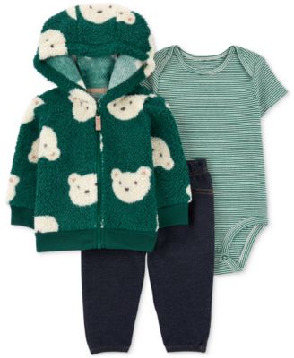Carter's - Baby Boys Faux-Sherpa Bear Jacket, Bodysuit & Pants, 3 Piece Set