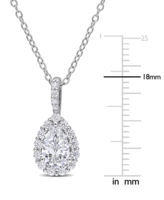 Moissanite Pear Halo 18" Pendant Necklace (1-1/3 ct. t.w.) in Sterling Silver