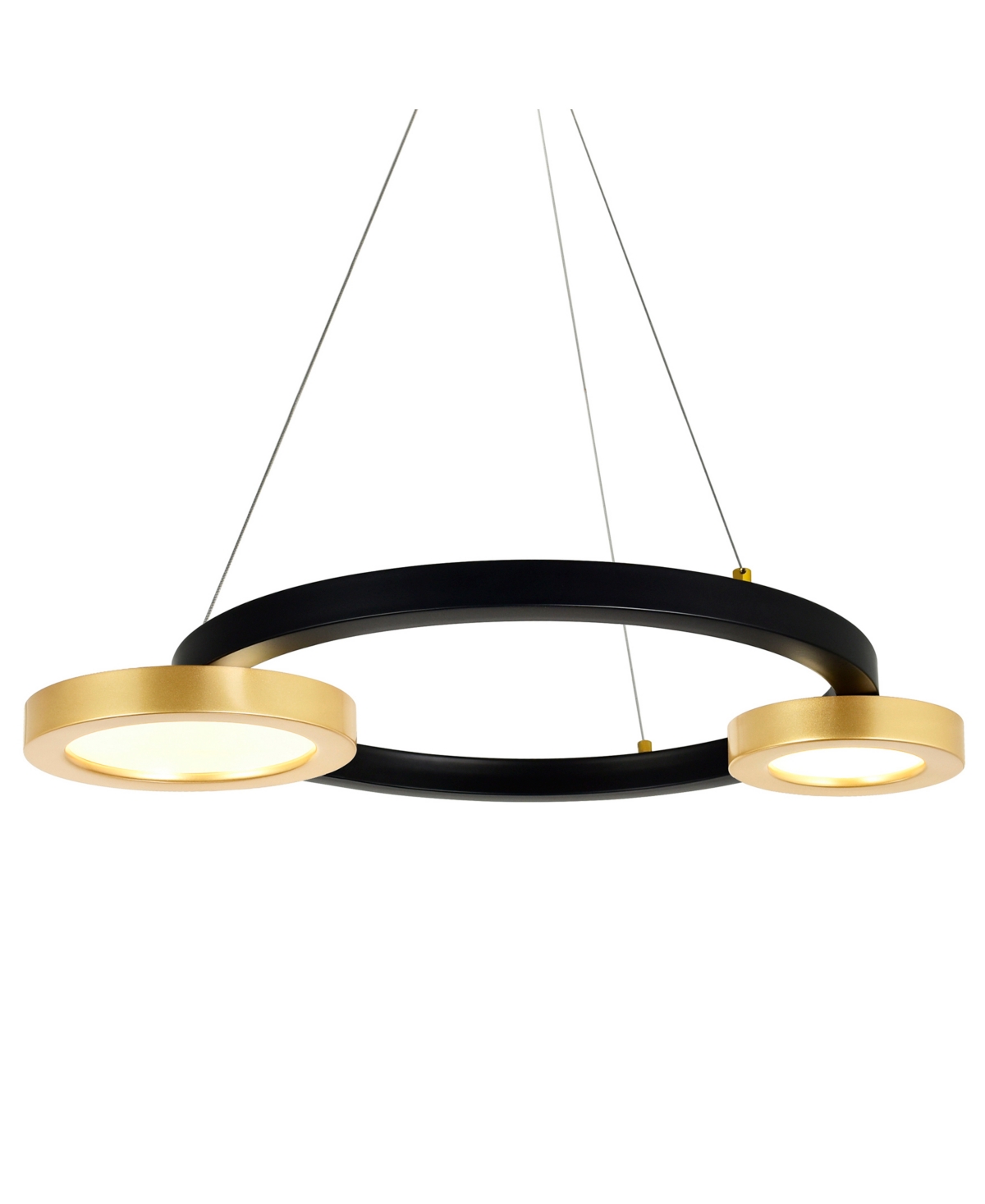 Cwi Lighting 4" Metal Deux Lunes Led Chandelier In Sun Gold Black