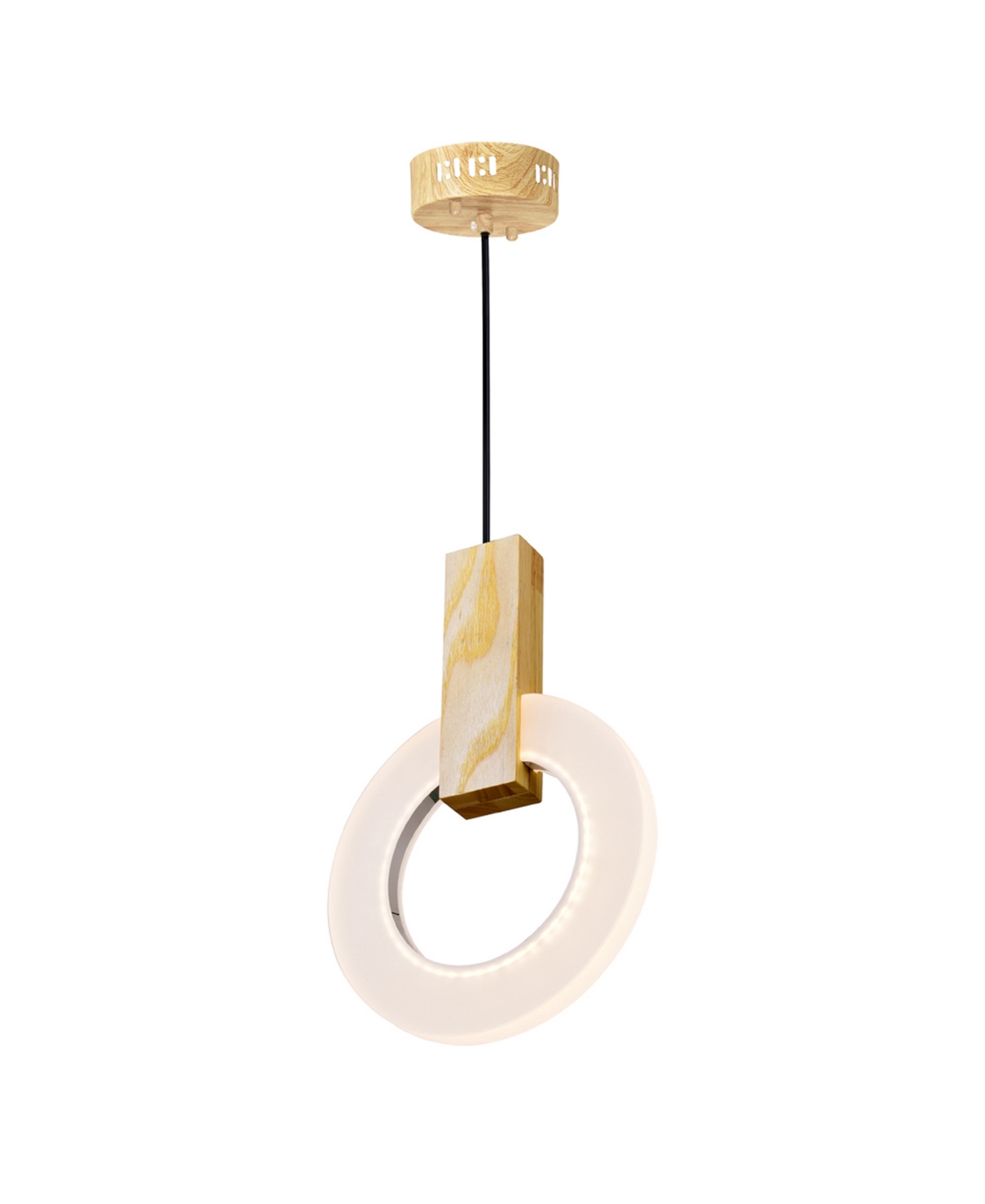 Cwi Lighting 12" Metal Anello Led Mini Pendant In White Oak