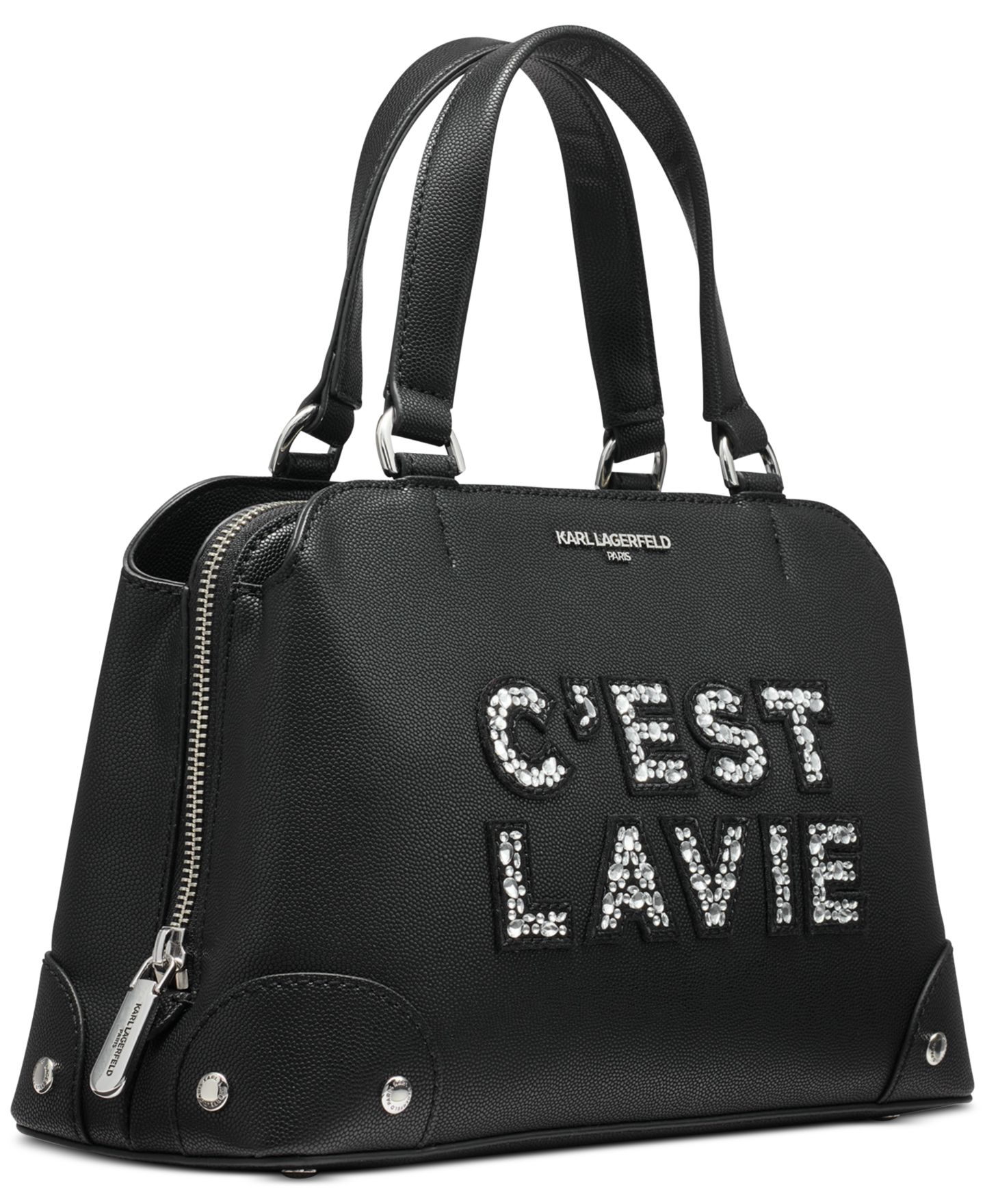 Женская сумка KARL LAGERFELD PARIS Medium Embellished Gifting Satchel, цвет: Чёрный — фото 3
