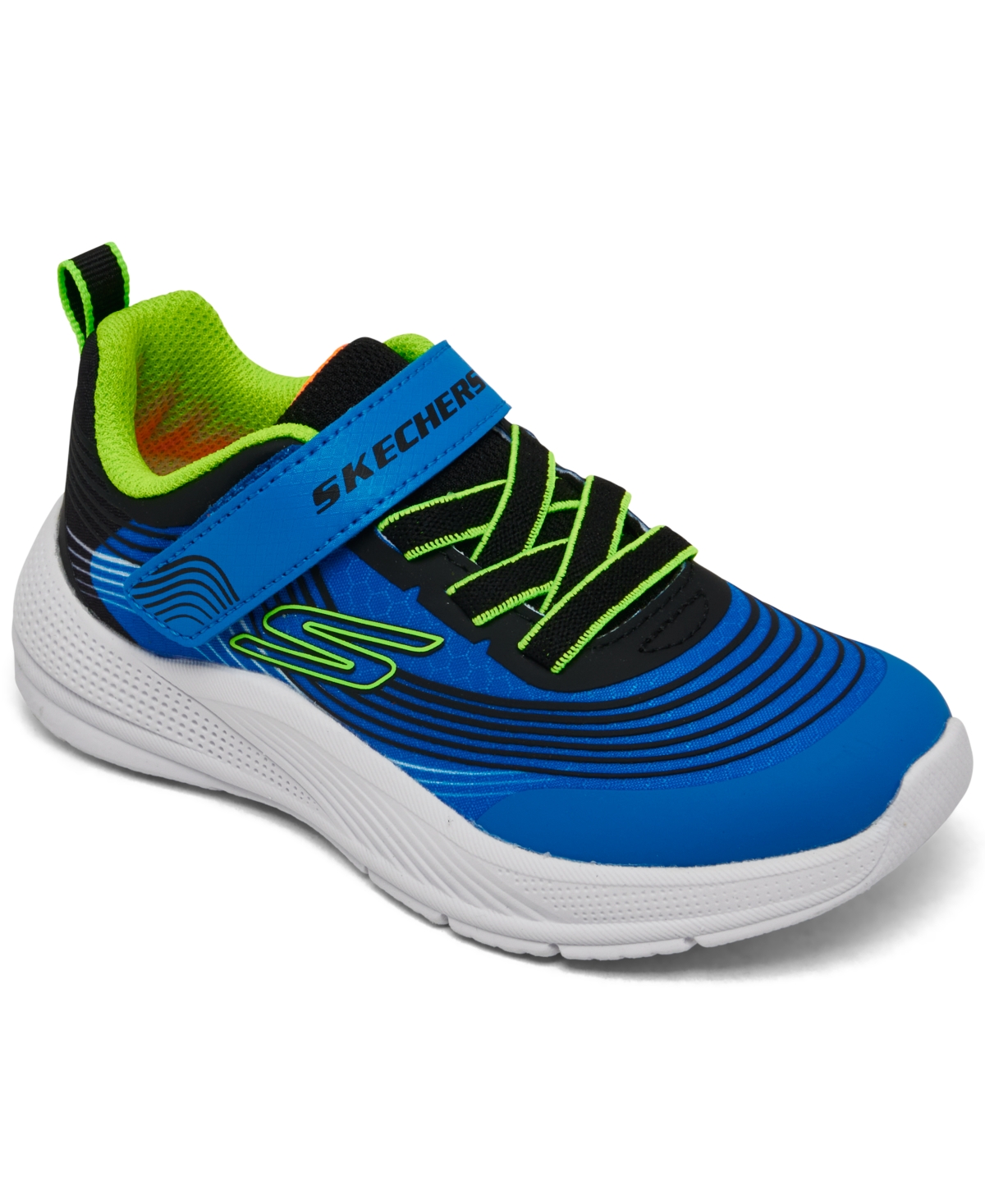 Skechers Toddler Boys' Microspec Advance Fastening Strap Casual Sneakers From Finish Line In Blue