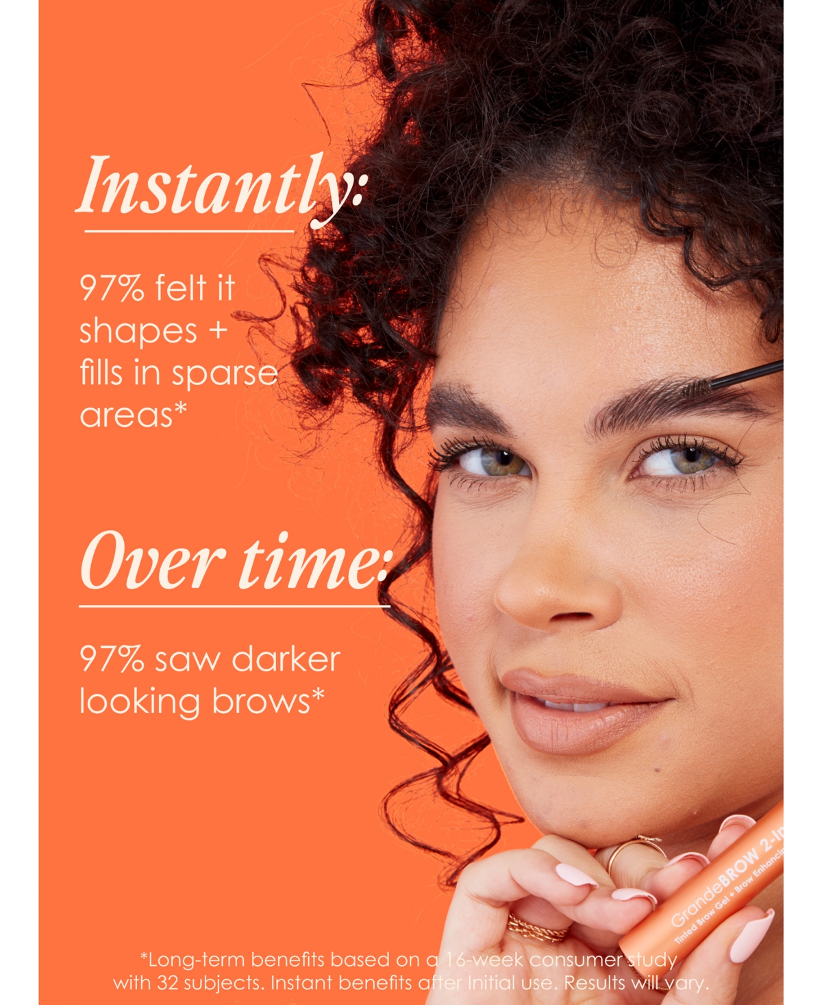 Grande Cosmetics Travel-size Grandebrow 2-in-1 Tinted Brow Gel + Brow Enhancing Serum, 0.02 Oz. In Medium