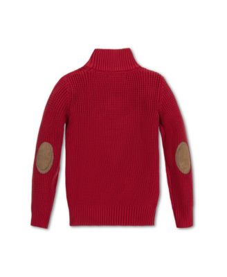 Baby Boys Long Sleeve Mock Neck Mix Stitch Button Sweater with Elbow Patches