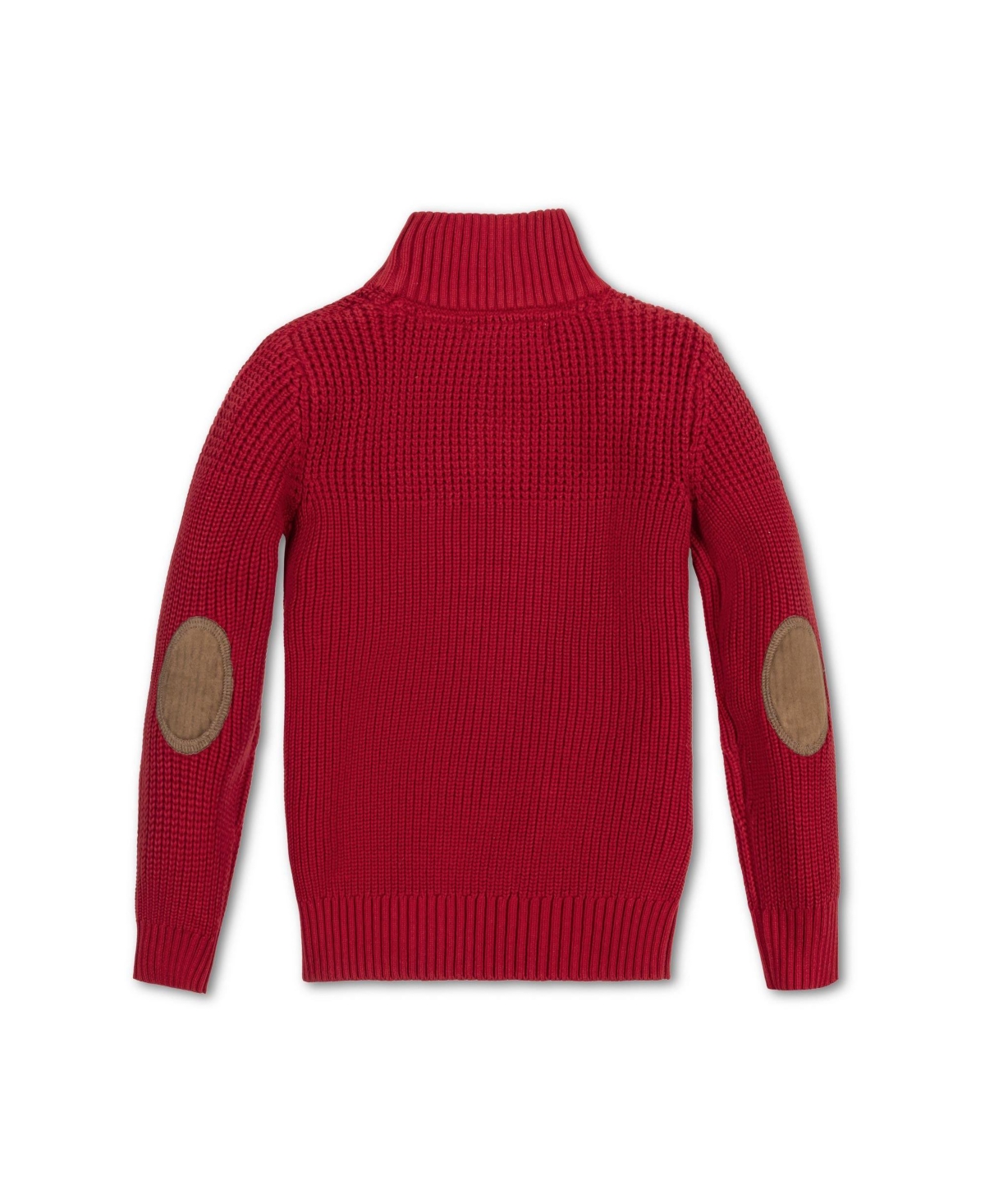 Hope & Henry Baby Boys Organic Long Sleeve Mock Neck Mix Stitch Button Sweater with Elbow Patches