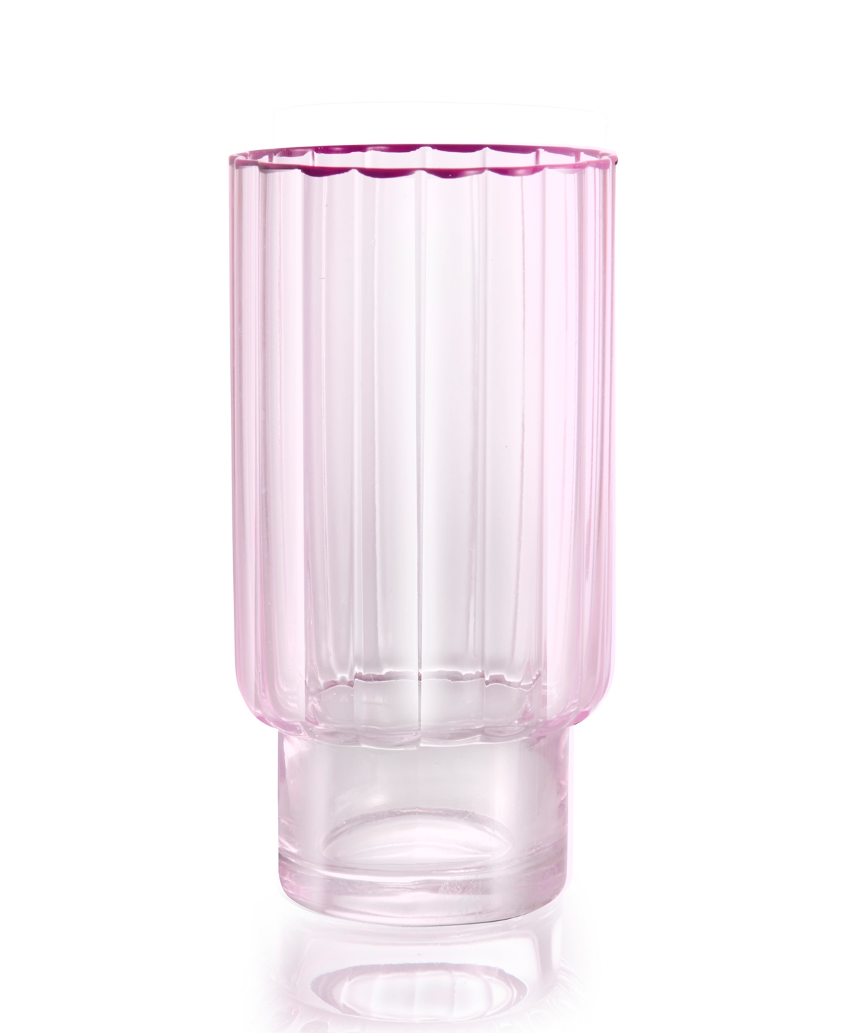 Qualia Glass Cranberry Highball Glasses, Set Of 4 In Light Pink With Burgundy