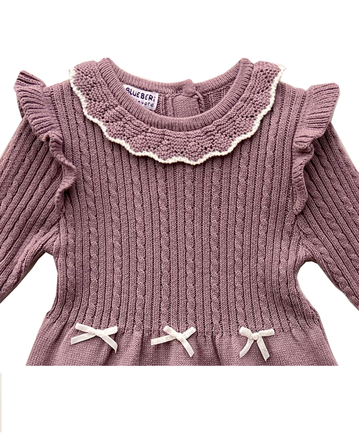 Blueberi Boulevard Infant And Toddler Crochet Trim Flutter Sleeve Sweater Dress In Pink