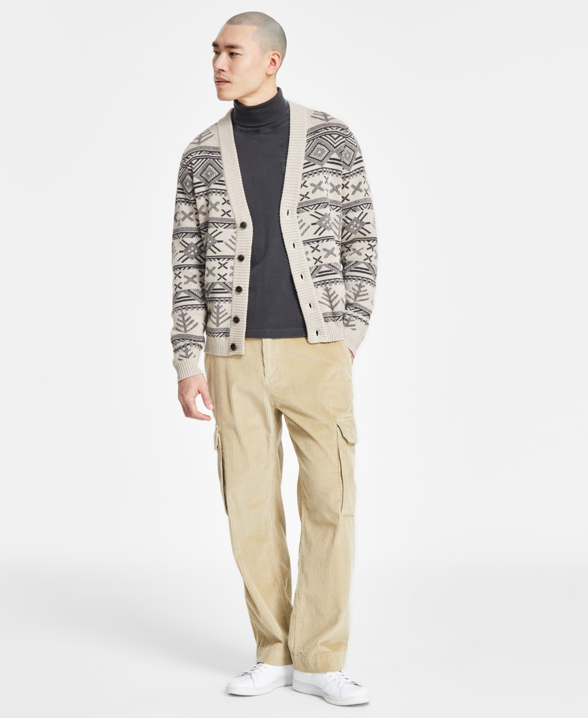 Sun + Stone Men's Vintage Turtleneck Pocket Shirt, Exclusively at Macy's
