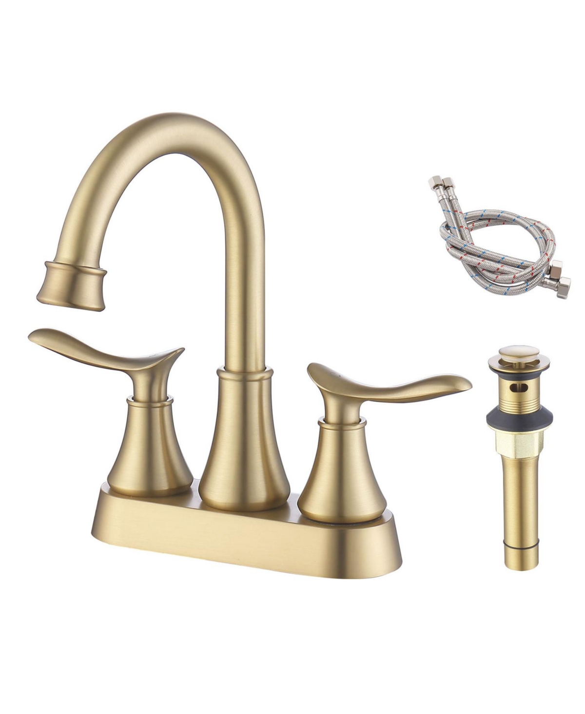 2-Handle 4-Inch Brushed Gold Bathroom Faucet Elegant and Stylish Design - Gold