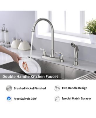 Two-Handle Kitchen Faucet with Pull-Out Side Sprayer Versatile and Functional Design