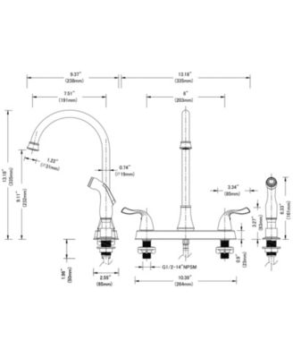 Two-Handle Kitchen Faucet with Pull-Out Side Sprayer Versatile and Functional Design