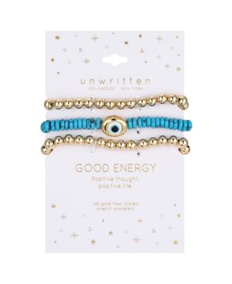 Turquoise Evil Eye and Beaded Stretch Bracelet Set