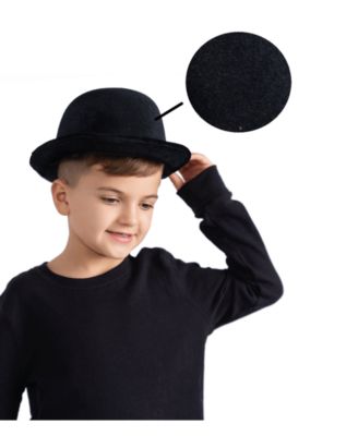 Kids Black Velvet Derby Hat