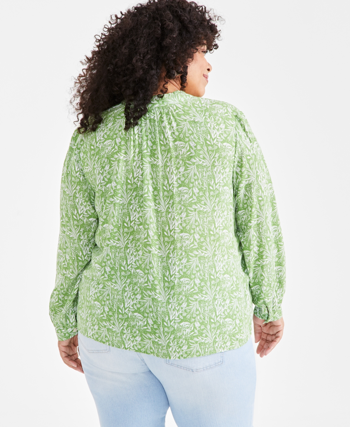Style & Co Plus Size Printed Button-Front Blouse, Created for Macy's